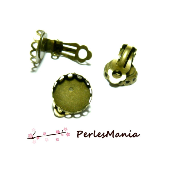 10 supports de Boucles d'oreille clips VAGUE 16mm metal couleur BRONZE