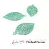 4 Estampes pendentif filigrane FEUILLE VERT D EAU de 25 mm, DIY