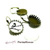 20 pièces: 10 supports Boucles d'oreille DORMEUSE griffe A SERTIR 12mm BRONZE et 10 cabochons
