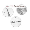 Pendentifs, médaillon, message MERCI MAMAN 20mm, laiton  ARGENT ANTIQUE
