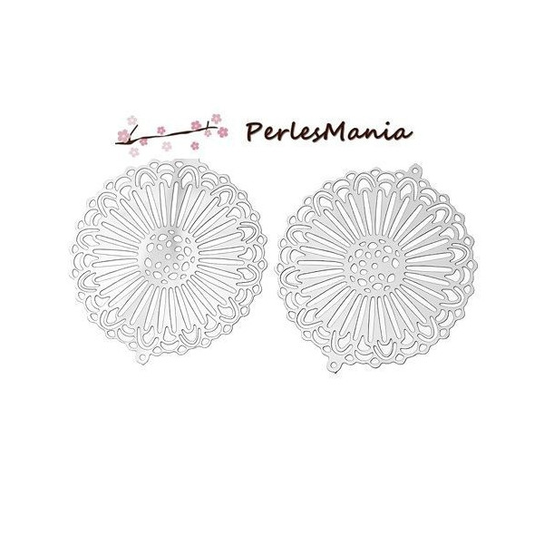 Estampes Connecteur Fleur 39x35mm – Acier Inoxydable Argent Platine