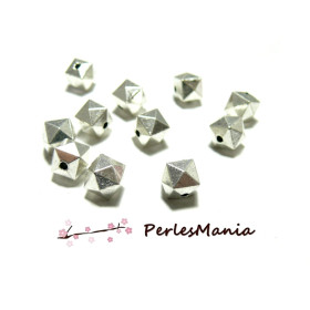 perles intercalaires CUBOIDE 8mm metal couleur ARGENT VIF 2D2878