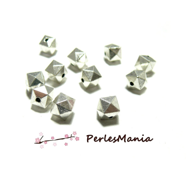 perles intercalaires CUBOIDE 8mm metal couleur ARGENT VIF 2D2878