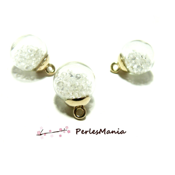 Pendentifs, GLOBES BULLES EN VERRE, avec mini perles facettées