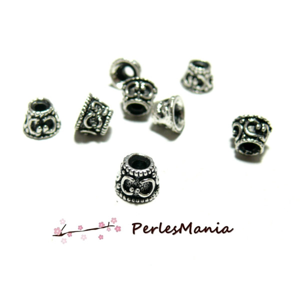 20 coupelles calottes caps FLEURS ARGENT ANTIQUE 8mm ( 2N8360 )