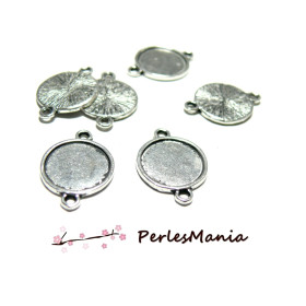 Supports de PENDENTIF CONNECTEUR Qualité EXTRA 12mm Laiton finition ARGENT ANTIQUE