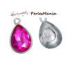 2 pendentifs GOUTTE VERRE FACETTE FUSCHIA 19mm ( S1185762 )