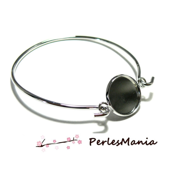 1 support de bracelet JONC PETIT MODELE 16mm ARGENT PLATINE pour collage digitale
