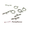 PAX: 20 SETS fermoirs T toggle FLEURS metal couleur ARGENT ANTIQUE 2A5748