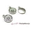 10 pendentifs breloque MEDAILLON ROND travaillé ETOILE metal ARGENT ANTIQUE ref41