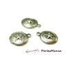 BRELOQUES PENDENTIFS ROND, medaillon etoile ref 42 Metal ARGENT ANTIQUE