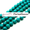 Perles rondes Jade Mashan teintée 10mm Bleu Cyan