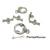 PAX: 20 SETS fermoirs T toggle VINTAGE metal couleur ARGENT ANTIQUE 2A5822
