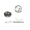 supports de broche PINS en 12mm ARGENT PLATINE et 10 cabochons en verre transparents