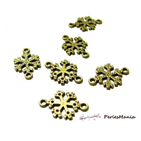 50 breloques pendentifs connecteurs étoiles des neiges Bronze ref 71