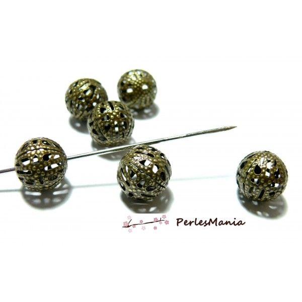 PAX: environ 200 perles intercalaire ronde dentelle filigrane 8mm 2N6101BRONZE