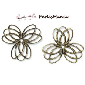 10 pendentifs multiconnecteurs FLEUR metal couleur Bronze ( S1190287 )