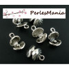4 pendentifs COQUILLE et PERLE 3D 15 par 10mmmetal couleur ARGENT ANTIQUE ( S112338 )