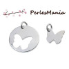 PAX 3 SET de 2 pendentifs PAPILLON metal couleur ARGENT PLATINE S1188897