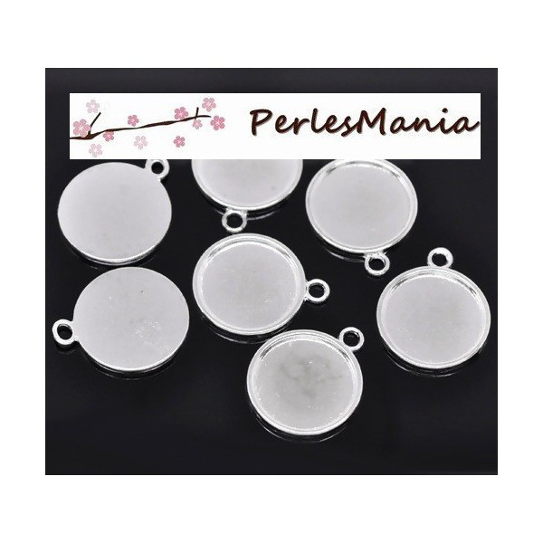 PAX: 10 Supports de pendentif QUALITE EXTRA 20mm metal ARGENT VIF S114171