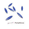 10 sequins médaillons émaillés BIFACE NAVETTES FINES 6 par 23mm BLEU INDIGO A020