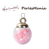 Pendentifs, GLOBES BULLES EN VERRE, avec SEQUINS, ETOILES ROSE CLAIR