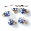 PAX 5 pendentifs GLOBES BULLES EN VERRE avec FLEURS SEICHEES BLEU S1187800