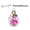 Pendentifs Globes Bulles en Verre avec Fleurs Séchées Fuchsia