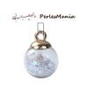 PAX 5 pendentifs GLOBES BULLES EN VERRE avec SEQUINS ETOILES BLANC S1187804