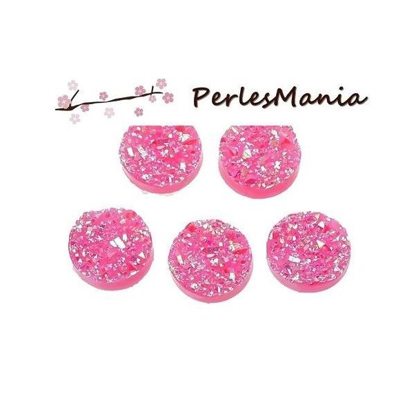 PAX 50 cabochons plat druzy, drusy ronds 12mm S1192491