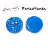 PAX 50 cabochons plat druzy, drusy ronds BLEU 12mm S1192490