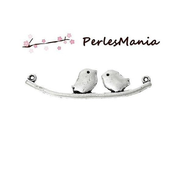 Connecteurs Oiseaux sur Branche 43mm – Métal Argent Antique