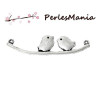 PAX 50 CONNECTEURS OISEAUX SUR BRANCHE metal ARGENT ANTIQUE S1145210