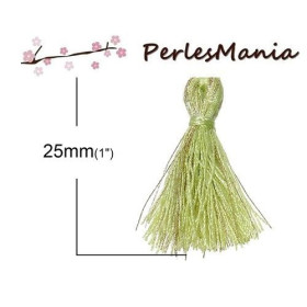 PAX 20 pompons breloque passementière VERT fil d' OR 25mm S1164857
