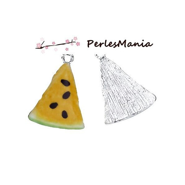 pendentifs émaillés PASTEQUE JAUNE 28mm S1190592