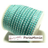 1 mètre de cordon de suédine strass cloutée Doré aspect Daim une rangée facettée VERT Turquoise H204