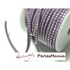 1m de cordon de suédine strass cloutée argent aspect Daim une rangée facettée Violet H106