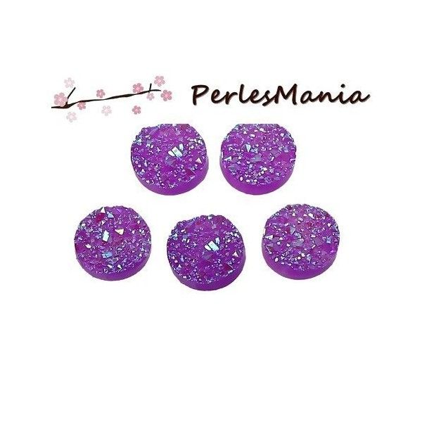 PAX 50 cabochons plat druzy, drusy ronds 12mm S1192492