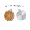 1 pendentif émaillés ORANGE 27mm S1190590