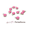 10 sequins médaillons émaillés biface rond 3D taille 6mm ROSE ref 41