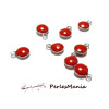 10 sequins médaillons émaillés biface rond 3D taille 6mm ROUGE ref 45