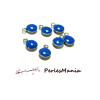 10 sequins médaillons émaillés biface rond 3D taille 6mm BLEU ref 46