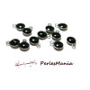 10 sequins médaillons émaillés biface rond 3D taille 4mm NOIR ref 28