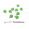 10 sequins médaillons émaillés biface rond 3D taille 4mm VERT ref 34