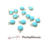 10 sequins médaillons émaillés biface rond 3D taille 4mm BLEU TURQUOISE ref 29