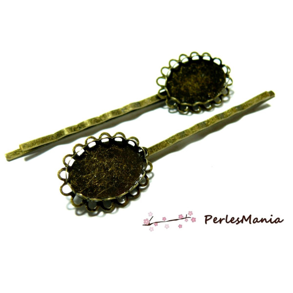 10 barrettes ovale double vague BRONZE 13 par 18 pour création de bijoux