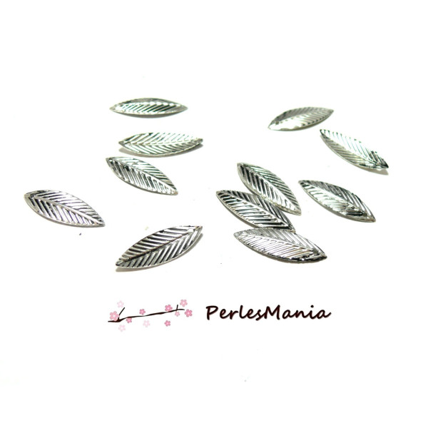 Estampes pendentif FEUILLE metal ARGENT ANTIQUE de 21 mm