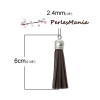 Pompons breloque passementière 60mm suédine MARRON ARGENT VIF