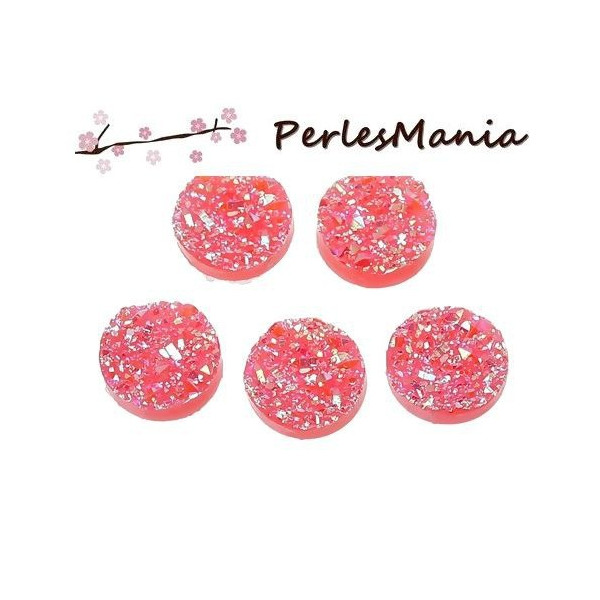 Cabochons plat druzy, drusy ronds 12mm