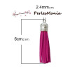 Pompons breloque passementière 60mm suédine FUSCHIA ARGENT VIF